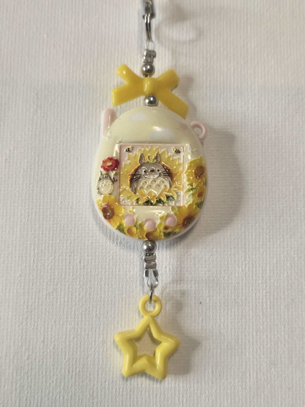 Cute Yellow Totoro Sunflower Keychain Charm - Accessories
